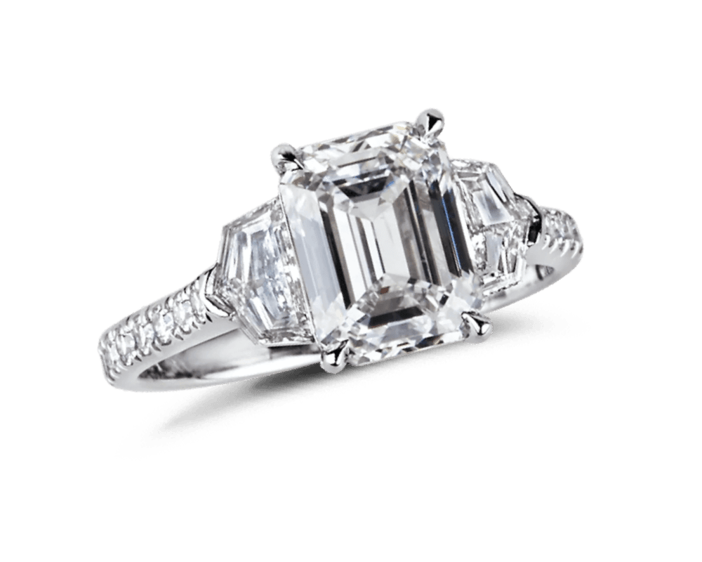 Emerald and Shield Cut Pave Trilogy
