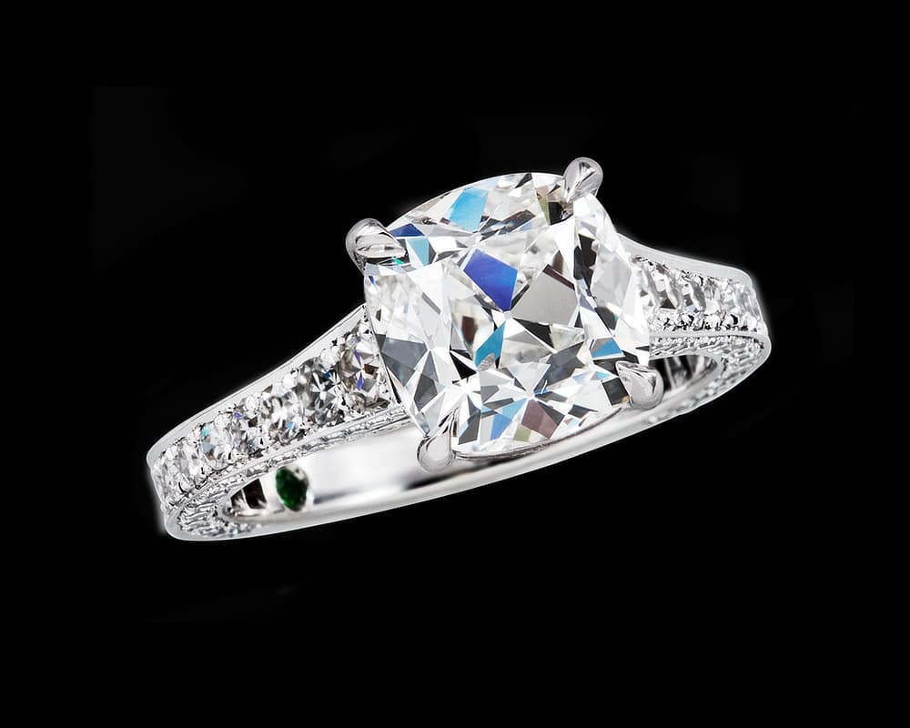 Graduated Pave Solitaire with Vintage Cushion