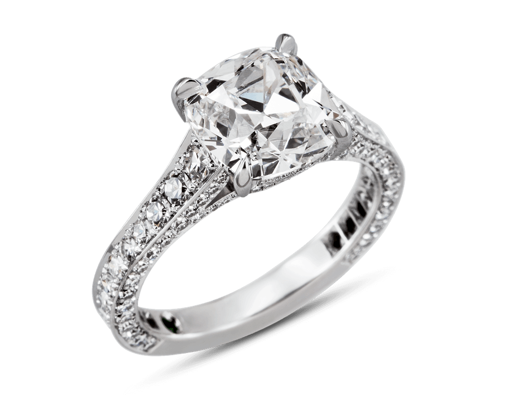 Graduated Pave Solitaire with Vintage Cushion