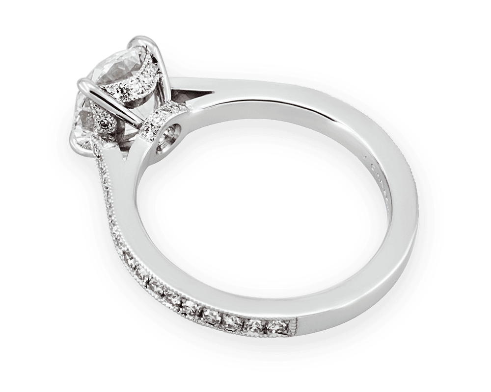 OEC Pave Solitaire with Tapering Cathedral Band
