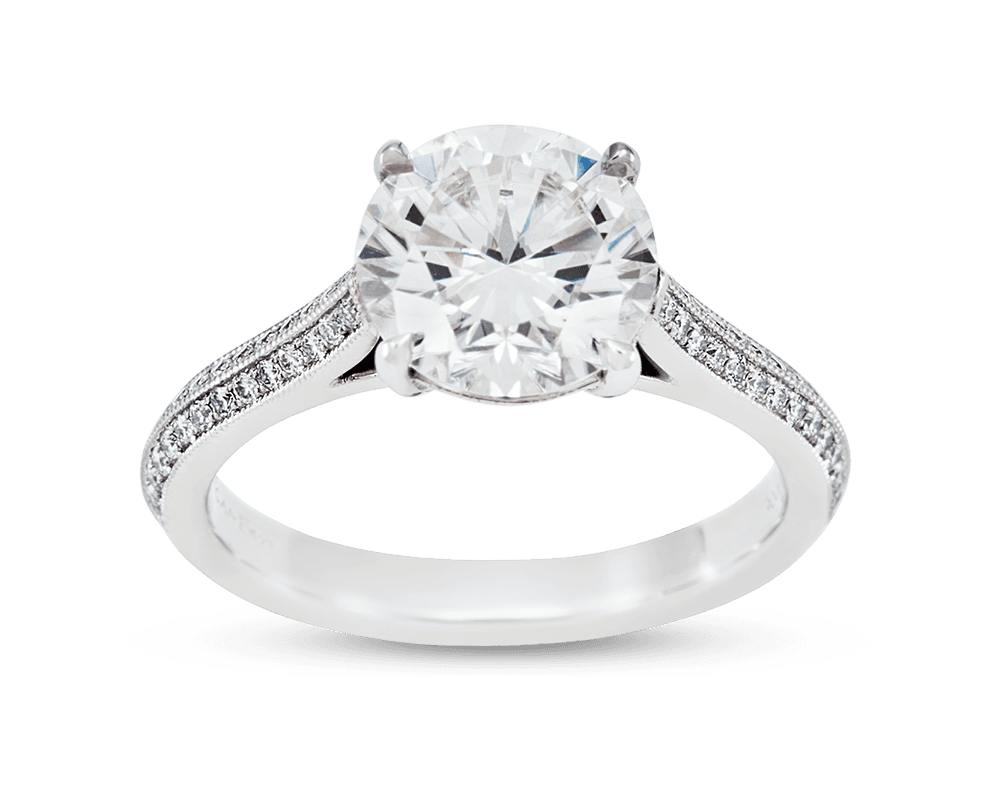 Solitaire with Knife Edge Pave Band