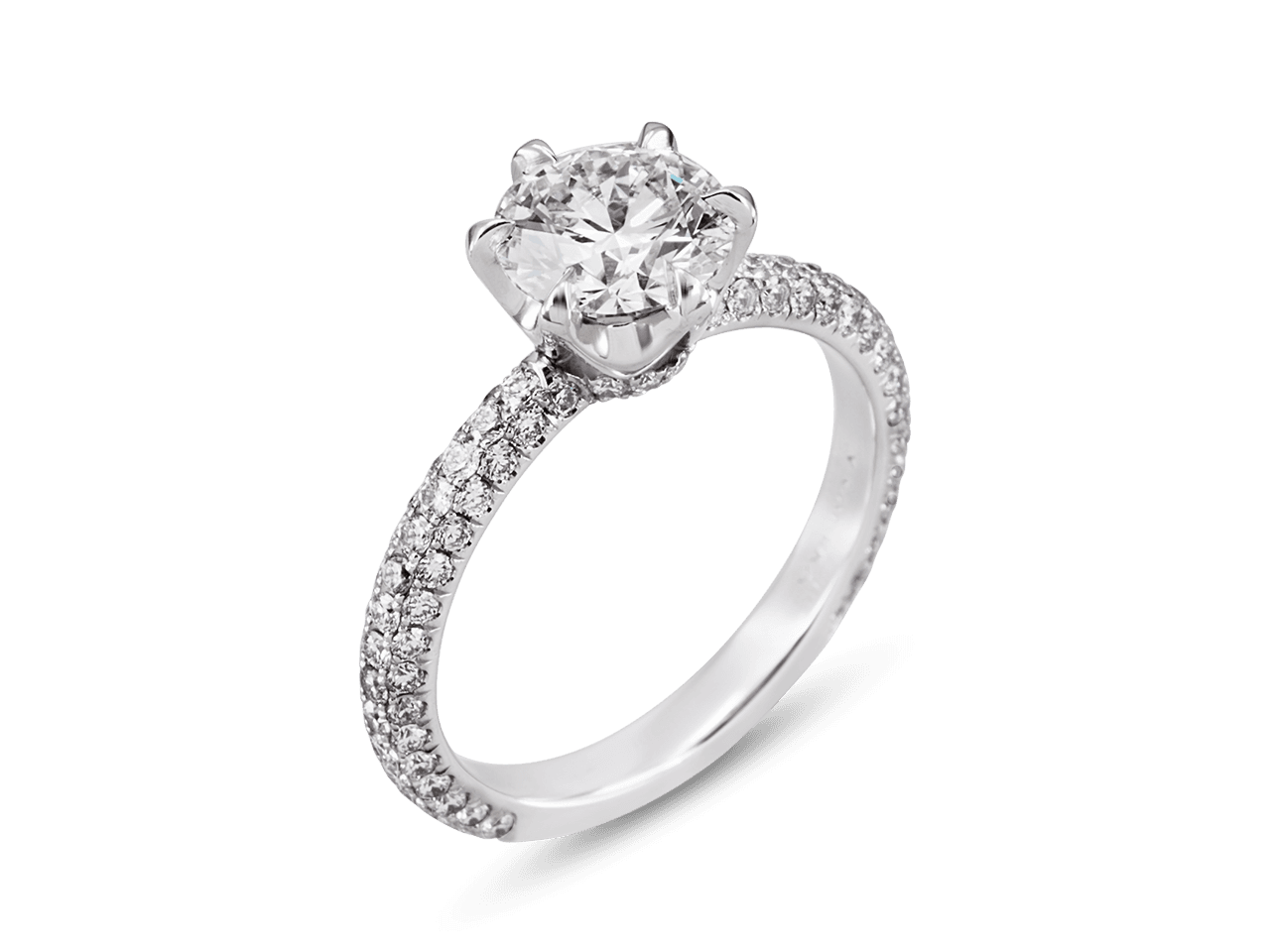 The Gabriella Six-Prong Solitaire with Multi-Row Pave