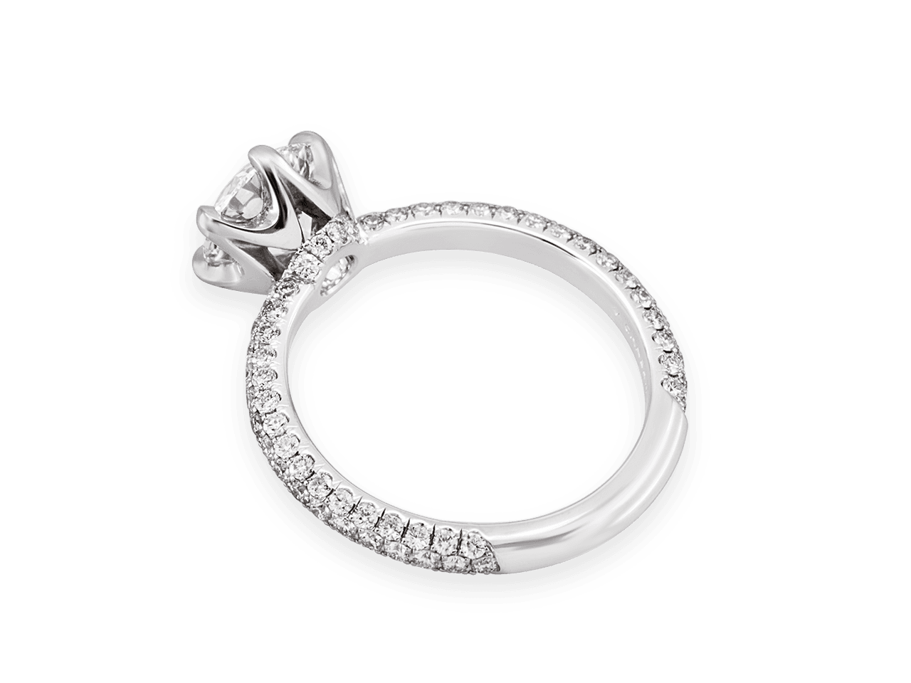 The Gabriella Six-Prong Solitaire with Multi-Row Pave