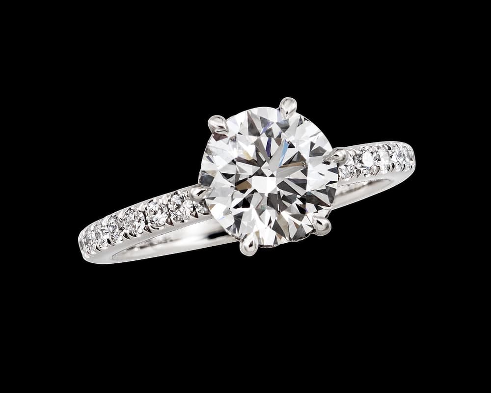 Six Prong Pave Solitaire with a Heart Profile