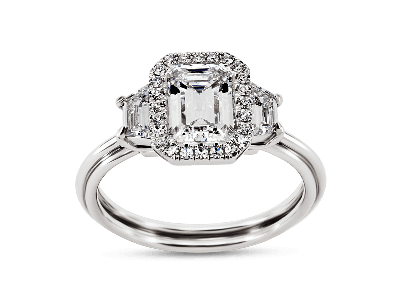 The Kayla Emerald Cut & Trapezoid Halo Trilogy