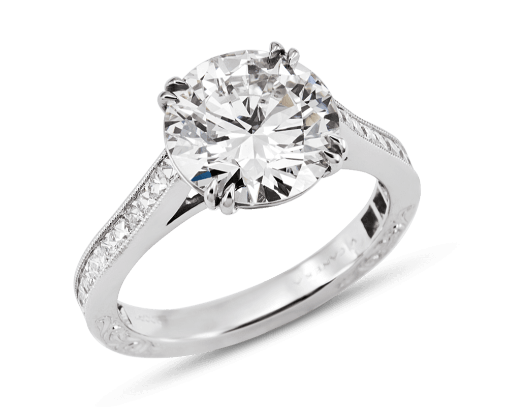 The Anya French Cut Solitaire with Round Brilliant