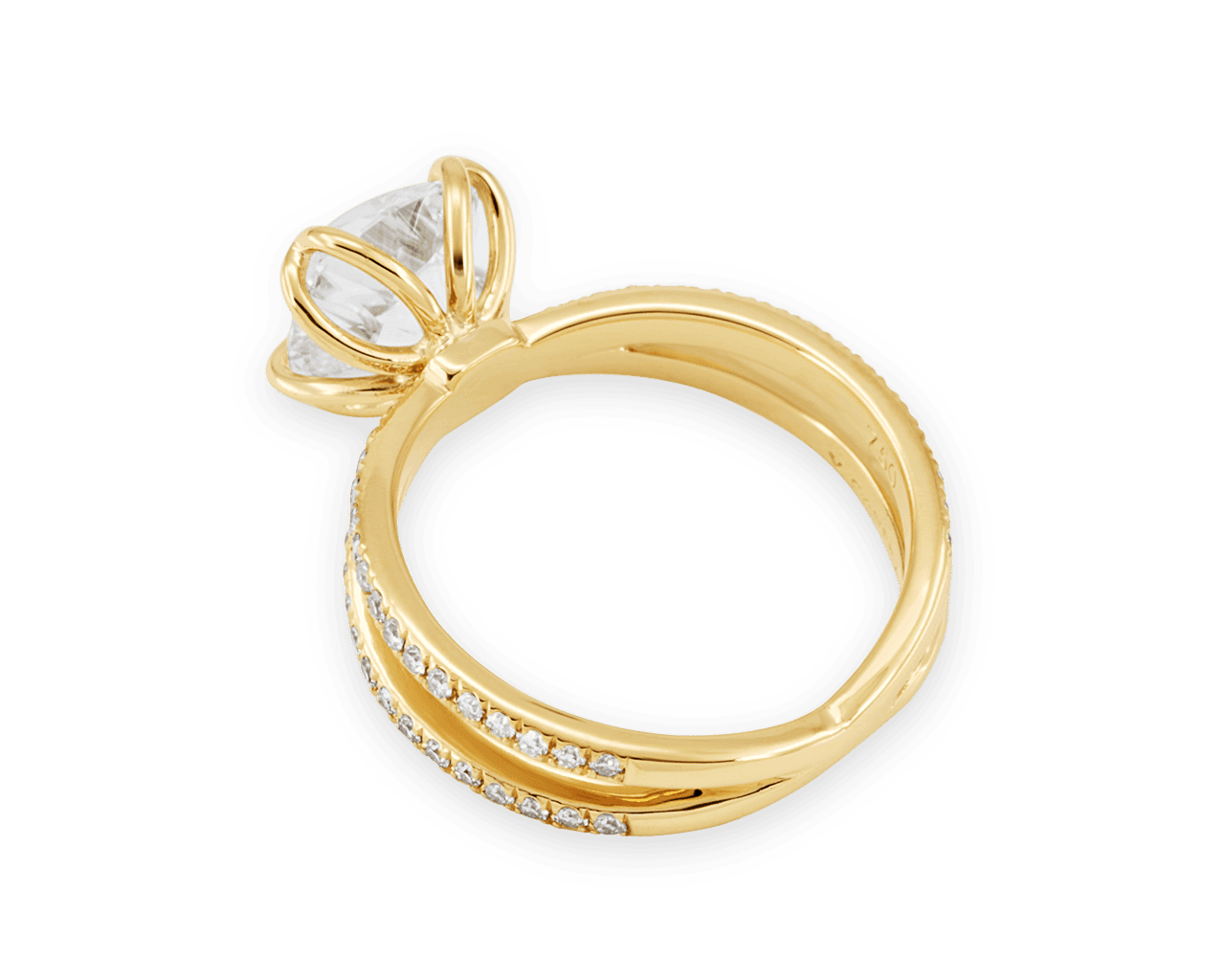 The Angelina Cross Over Pave Solitaire