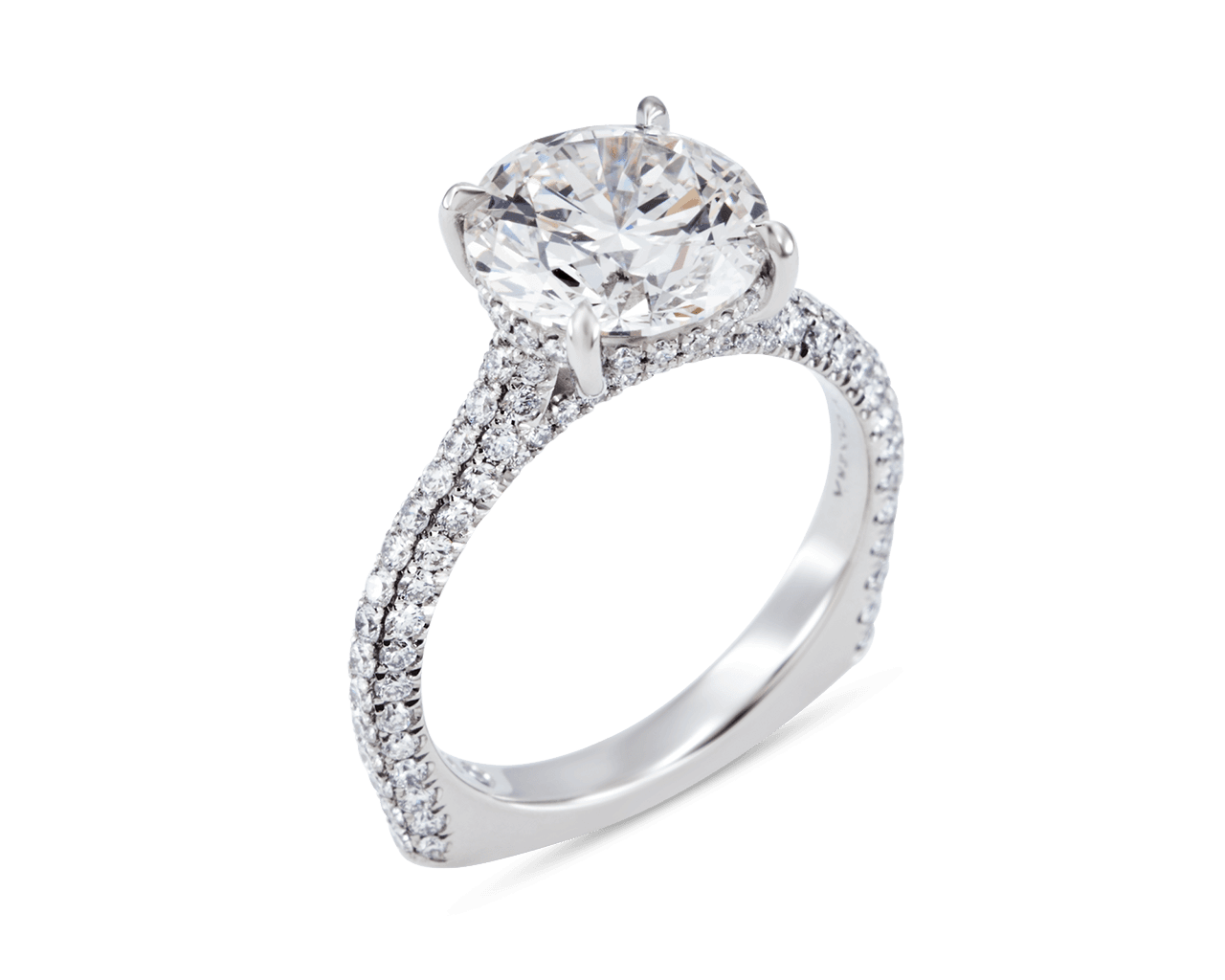 The Isabelle Solitaire with 3d Pave Set Euro Shank