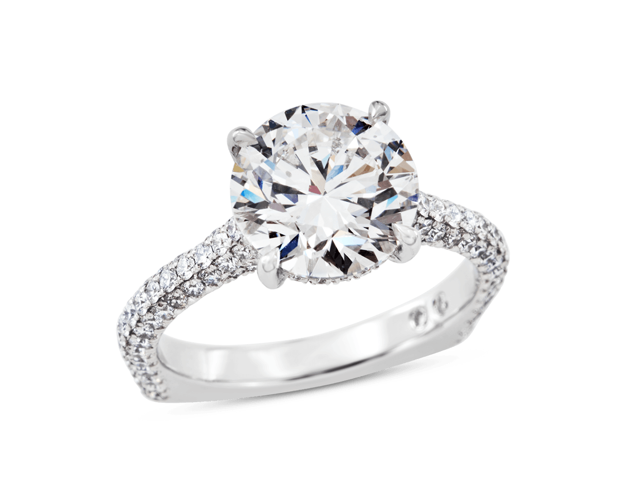 The Isabelle Solitaire with 3d Pave Set Euro Shank