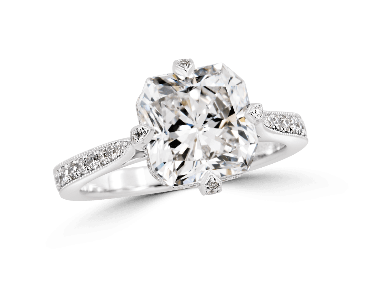 Pave Solitaire with Compass Diamond Prongs
