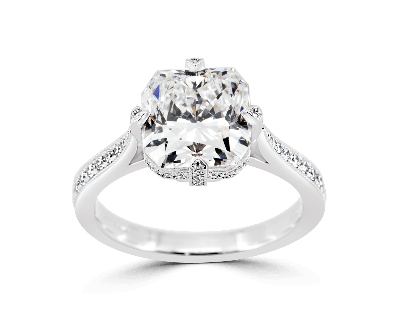 Pave Solitaire with Compass Diamond Prongs