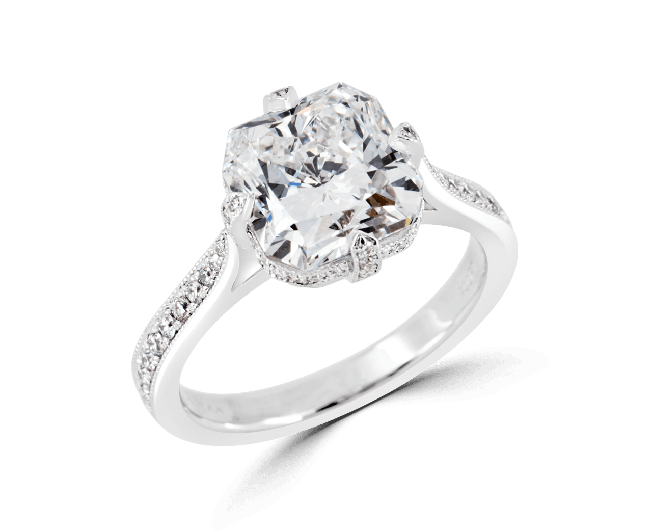Pave Solitaire with Compass Diamond Prongs