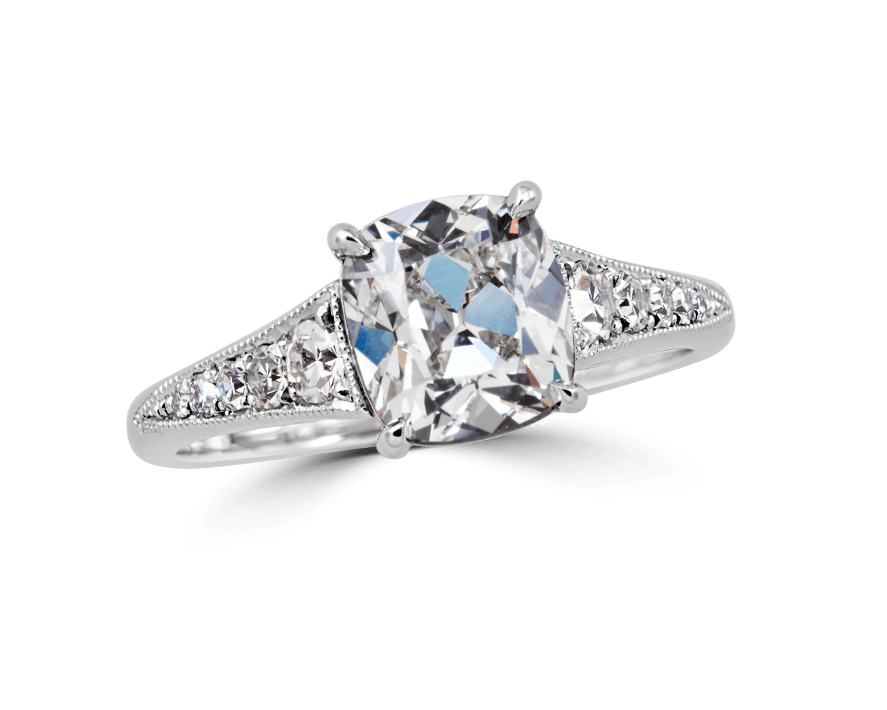 Cushion Cut Solitaire with Tapered Pave Band