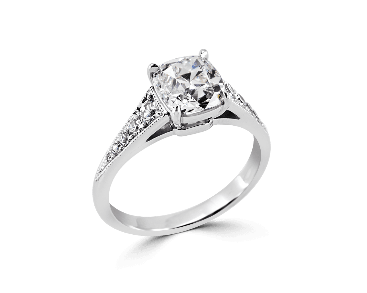 Cushion Cut Solitaire with Tapered Pave Band