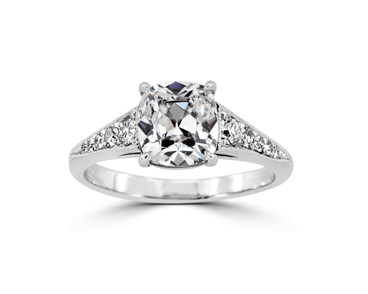 Cushion Cut Solitaire with Tapered Pave Band