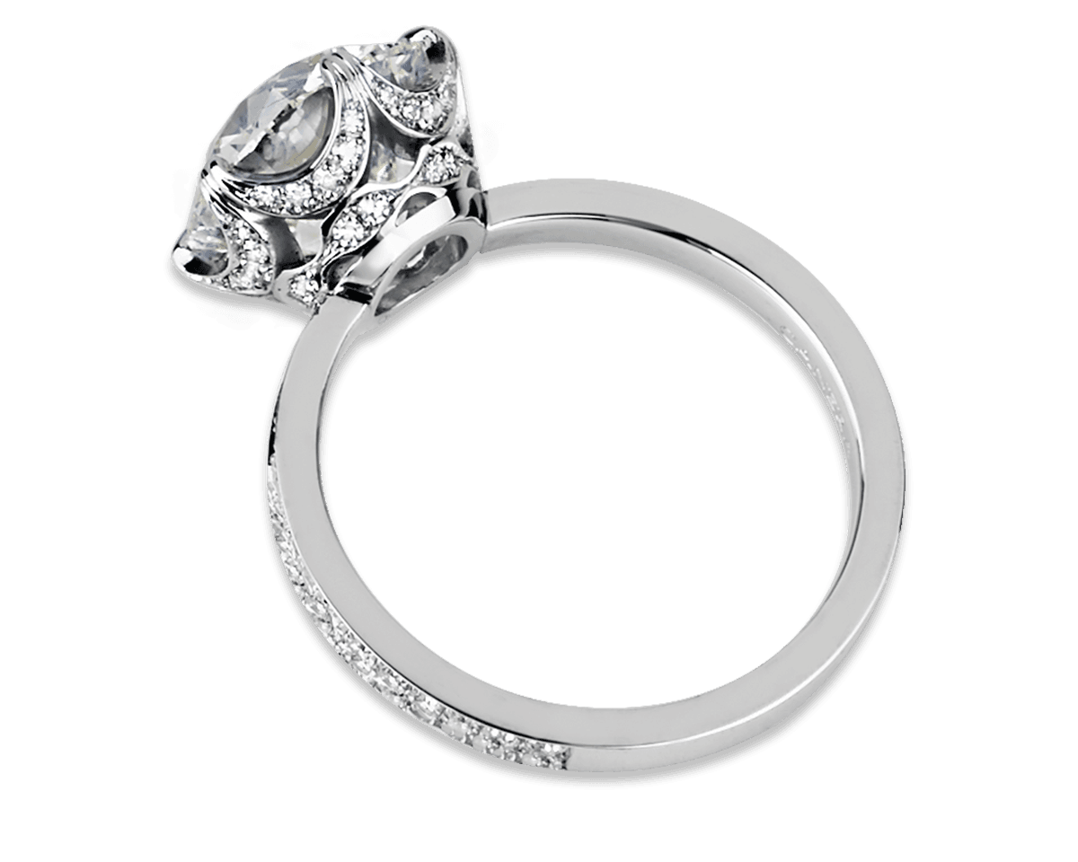 Vintage Six Prong Paved Crown Solitaire