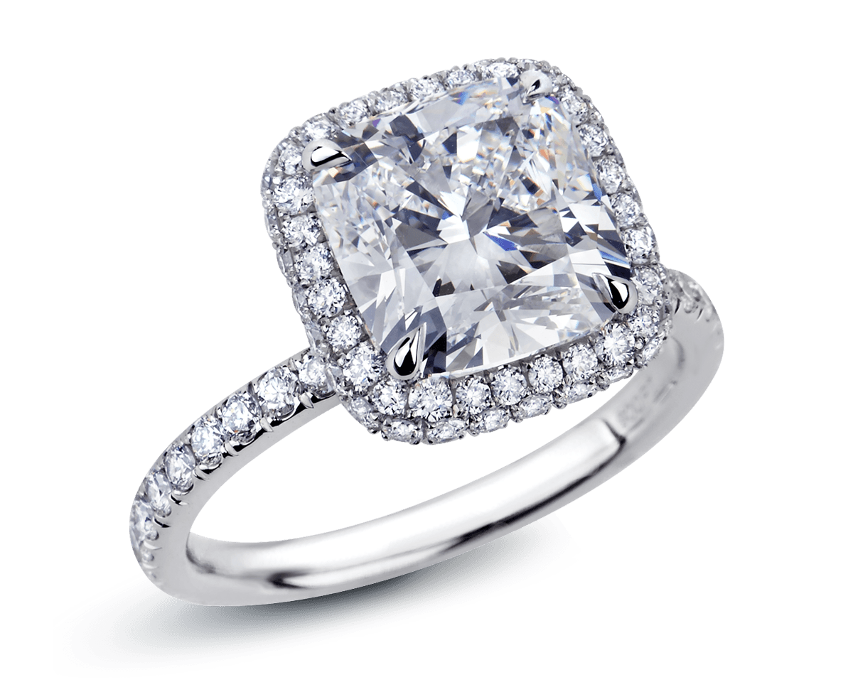 Halo Solitaire with Pear Shaped Pave Stems