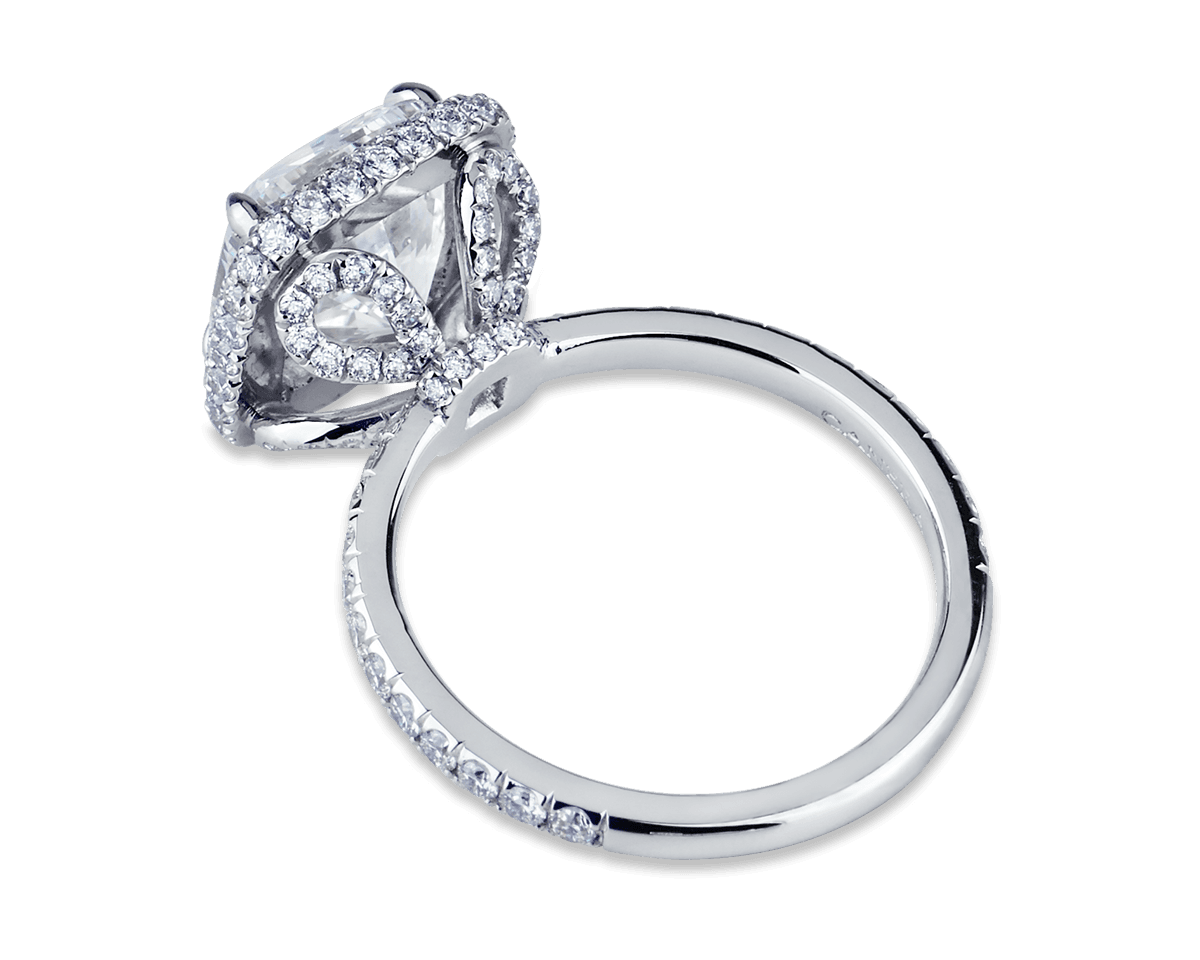 Halo Solitaire with Pear Shaped Pave Stems