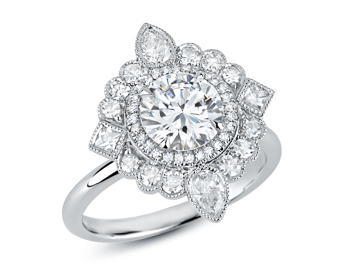 Vintage Pave and Bezel Set Halo
