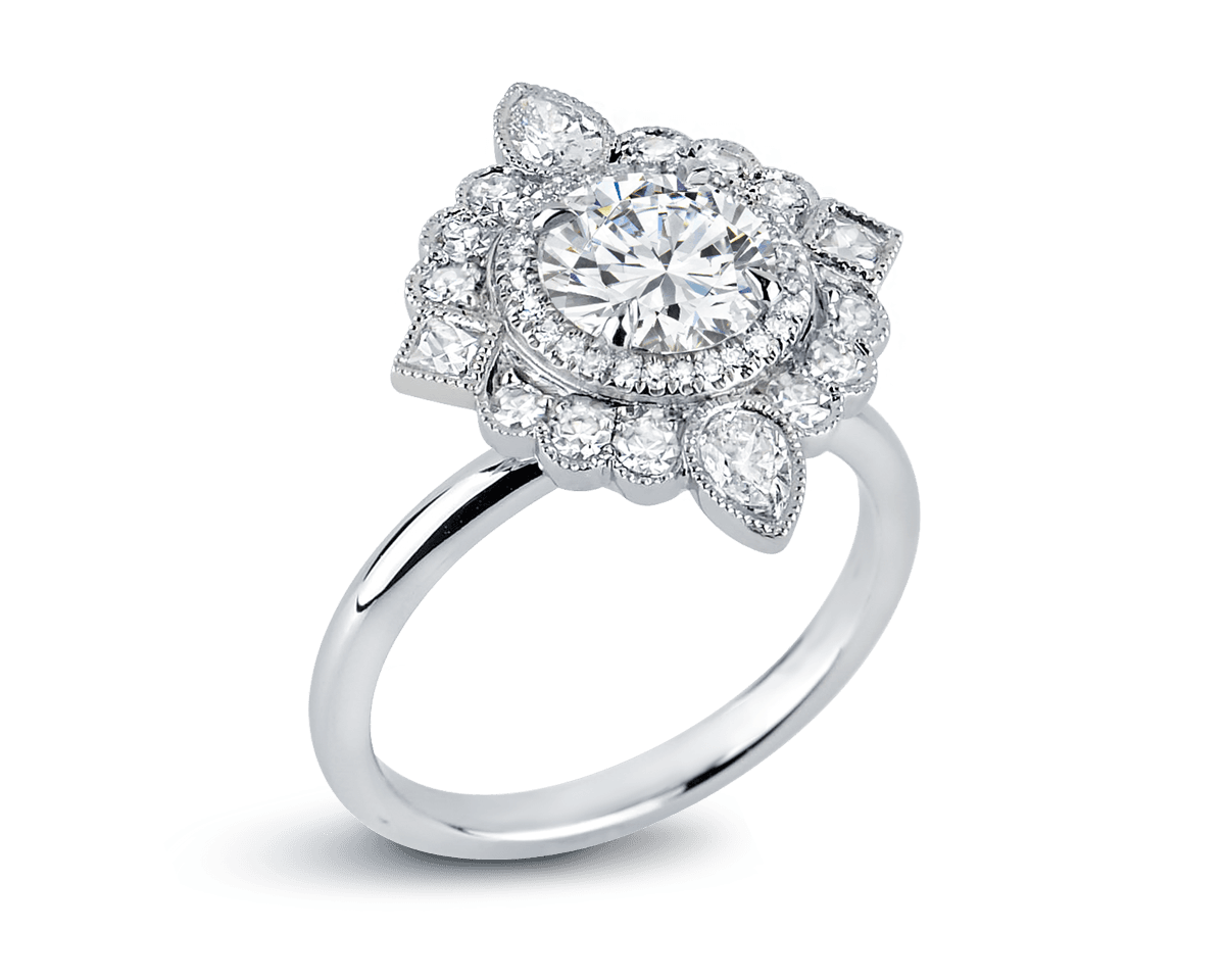 Vintage Pave and Bezel Set Halo