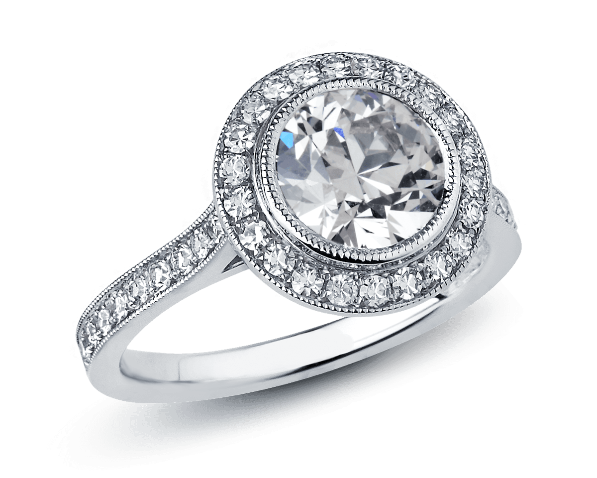 Old European Cut Diamond in Bezel Halo