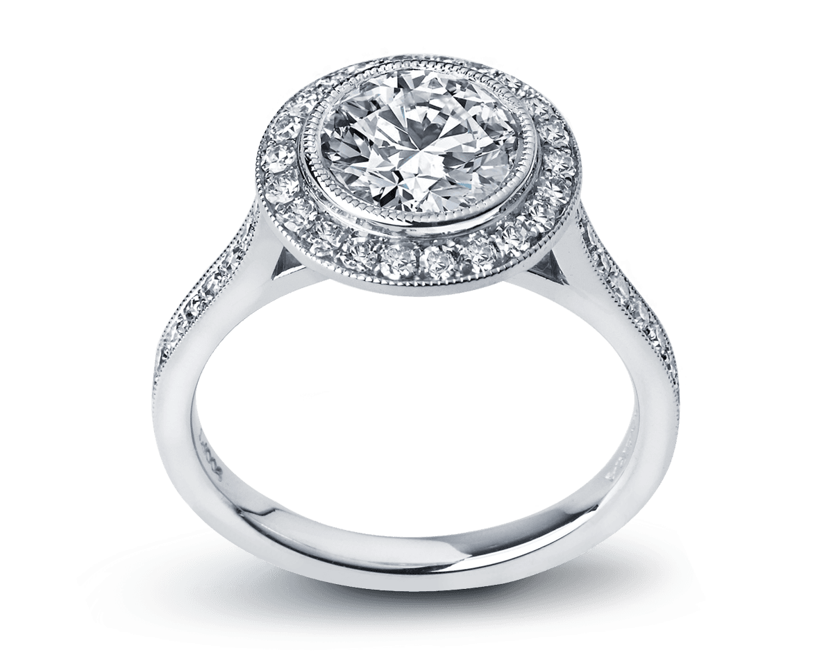Old European Cut Diamond in Bezel Halo