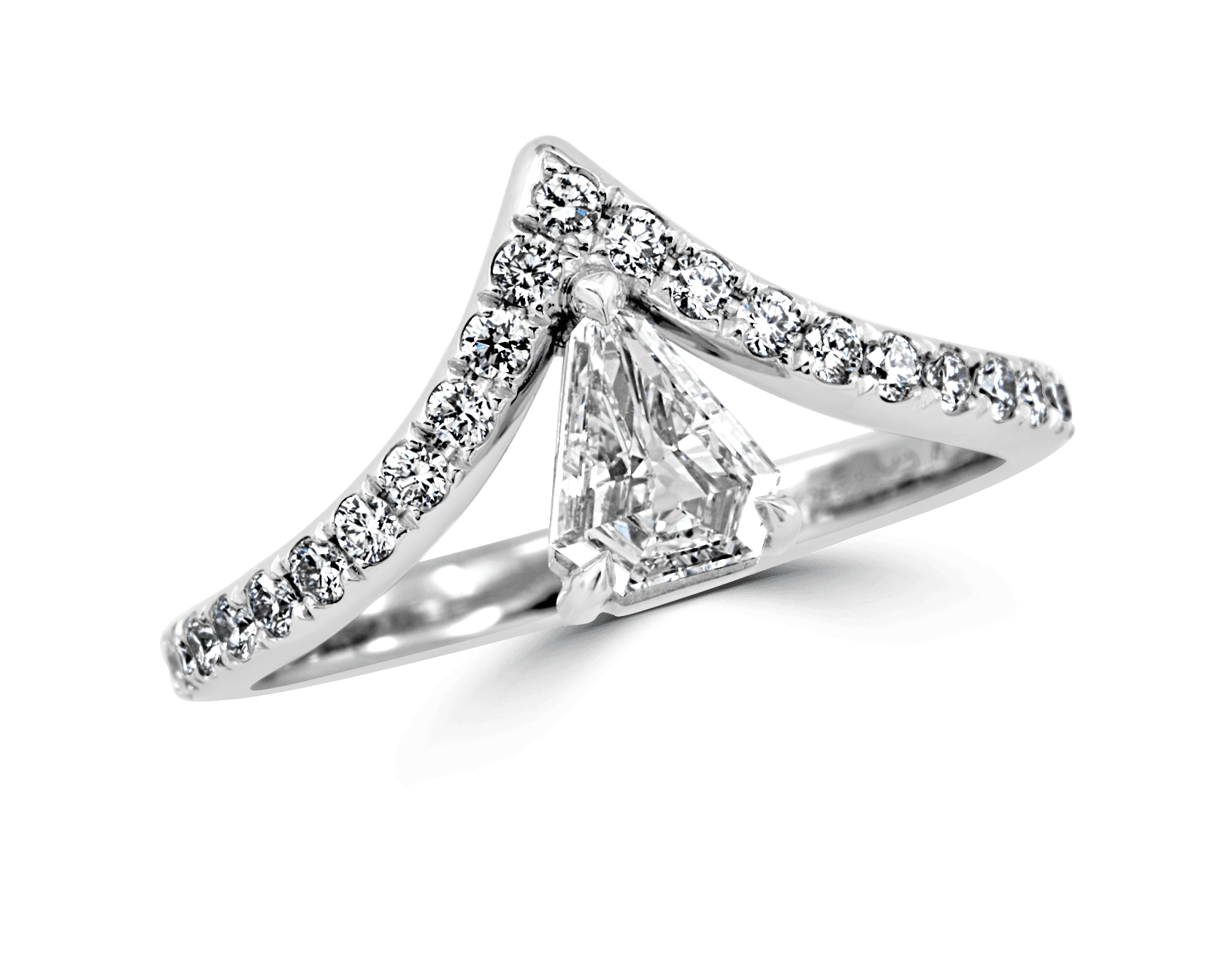 Chevron Pave Band w Shield Cut Diamond