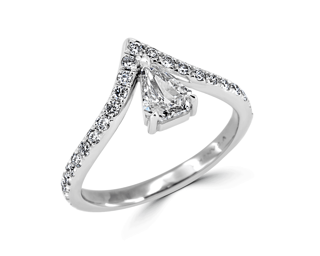 Chevron Pave Band w Shield Cut Diamond