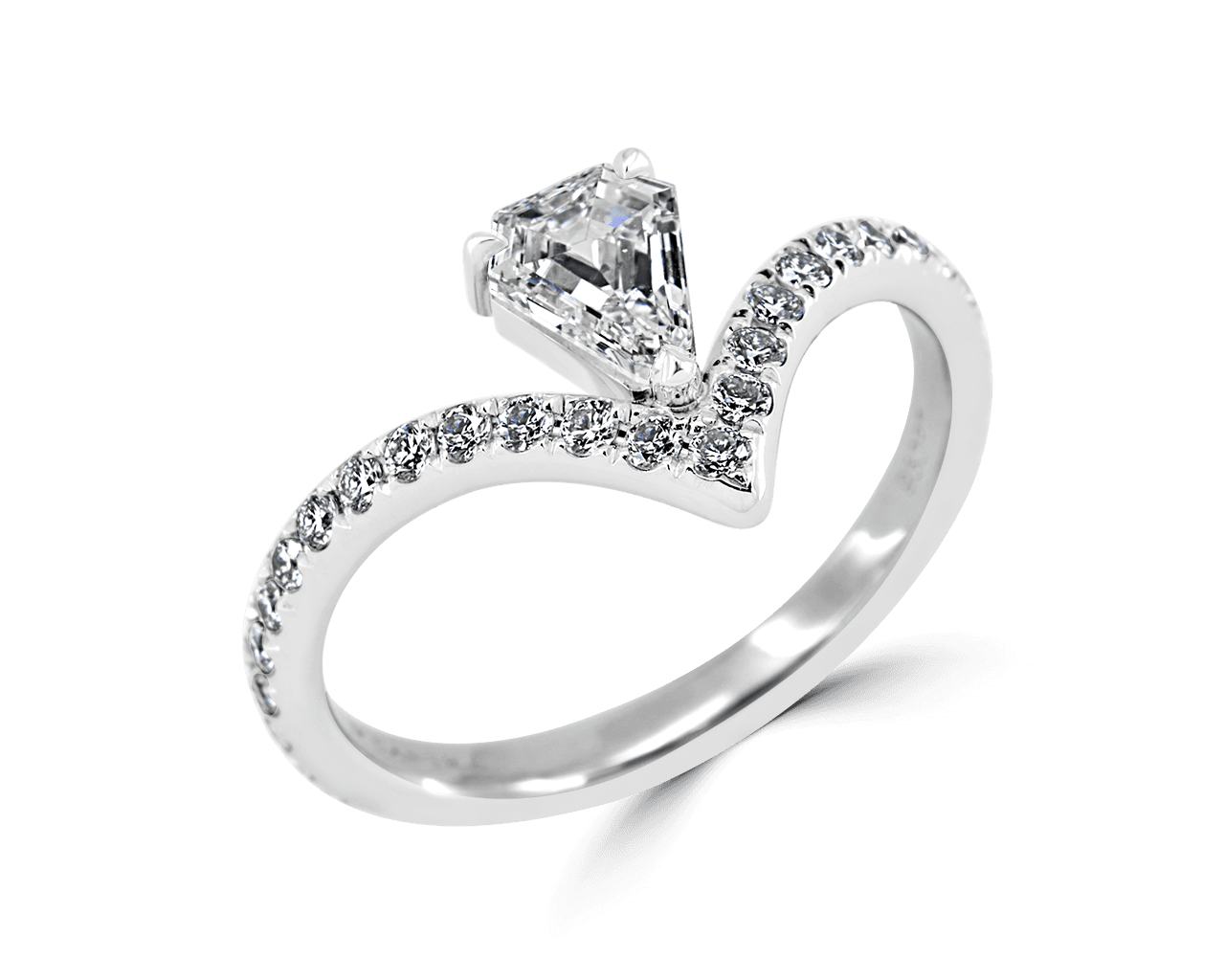 Chevron Pave Band w Shield Cut Diamond