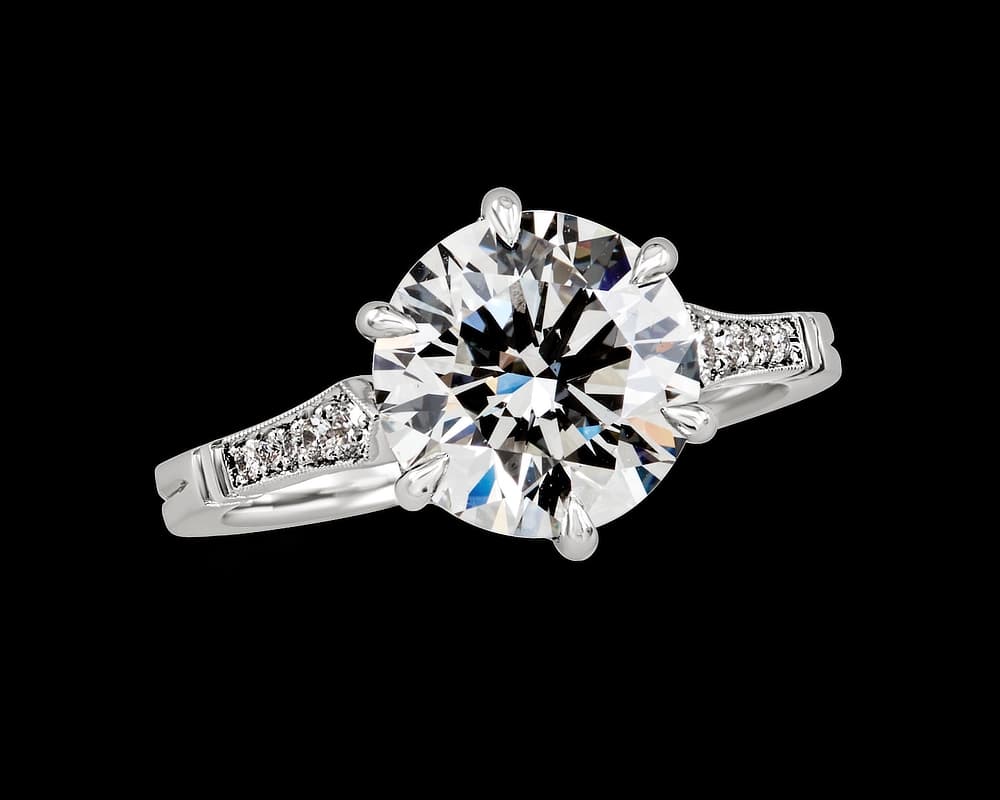 The Diana Pave Solitaire w Milgrain Profile