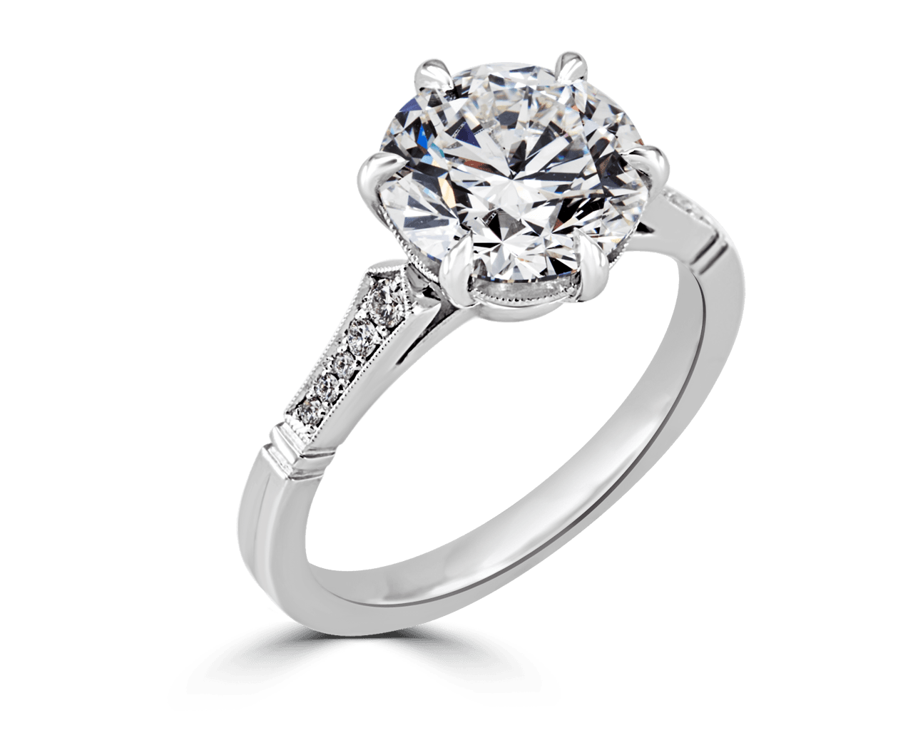 The Diana Pave Solitaire w Milgrain Profile