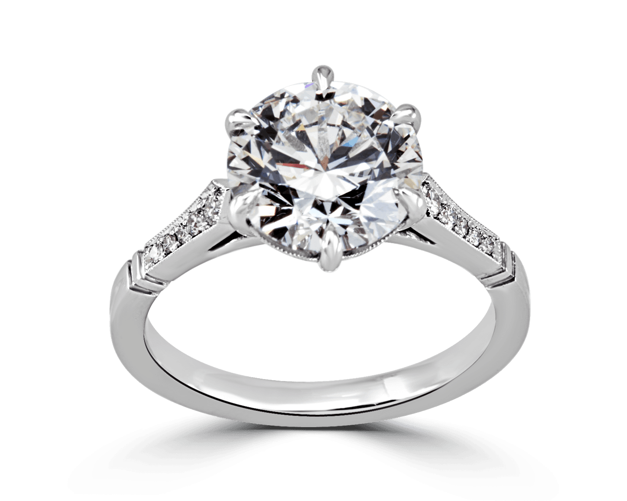 The Diana Pave Solitaire w Milgrain Profile