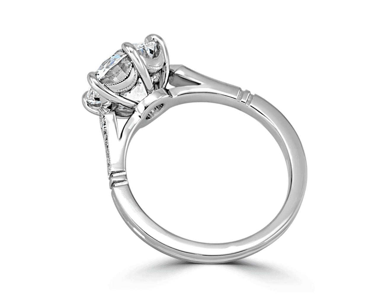 The Diana Pave Solitaire w Milgrain Profile