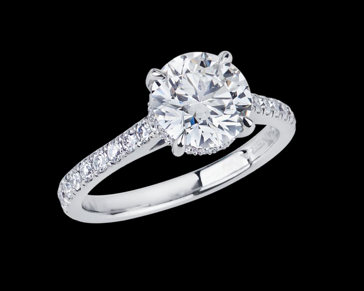 Evelyn Pave Solitaire with Hidden Halo & Flush Profile