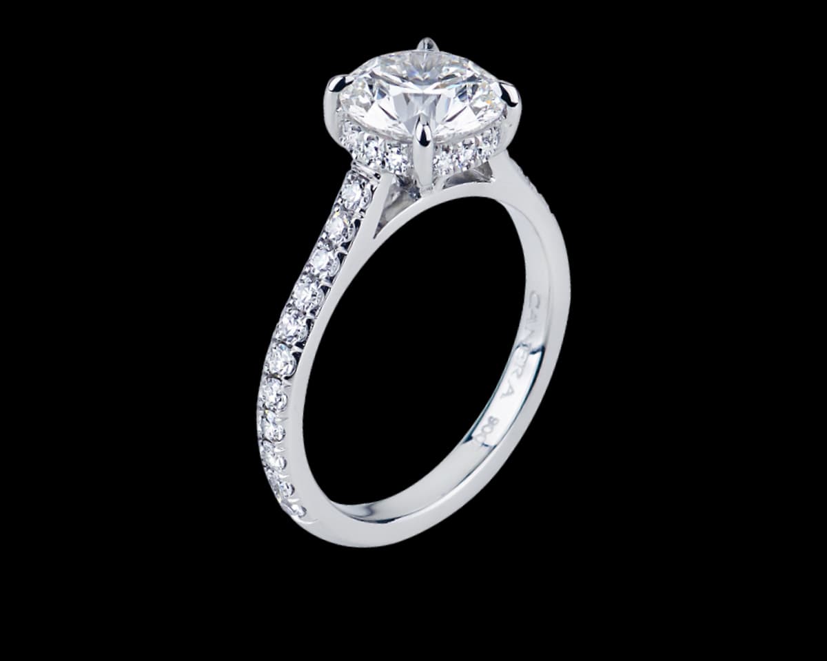 Evelyn Pave Solitaire with Hidden Halo & Flush Profile