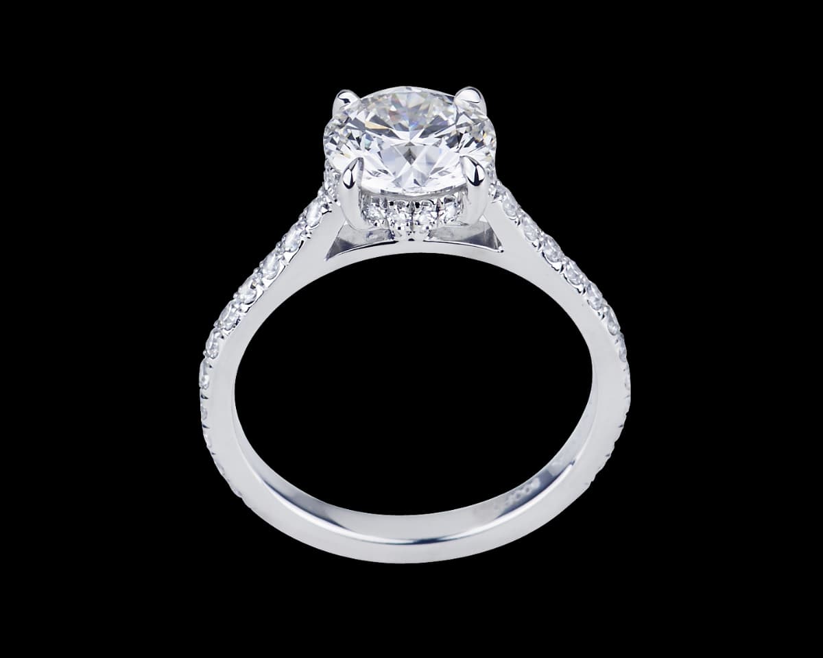 Evelyn Pave Solitaire with Hidden Halo & Flush Profile