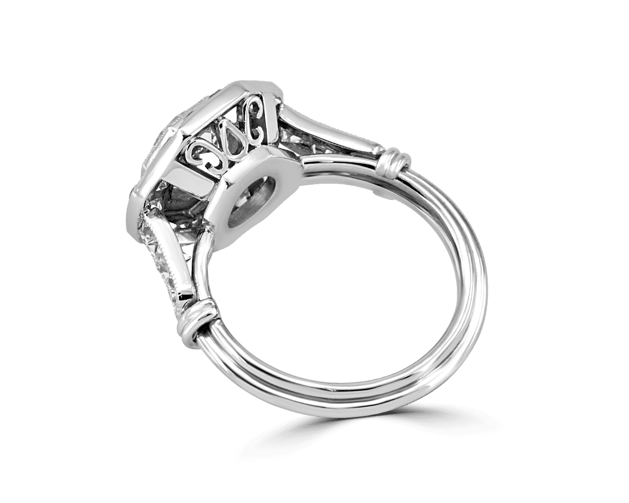 Vintage French Cut Octagonal Halo Ring