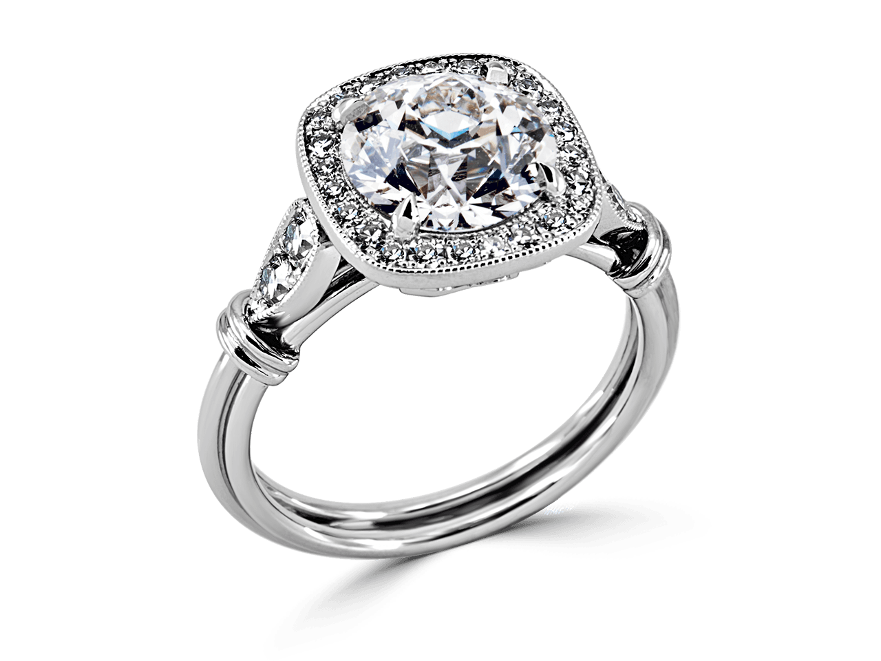 Vintage Cushion Halo Ring