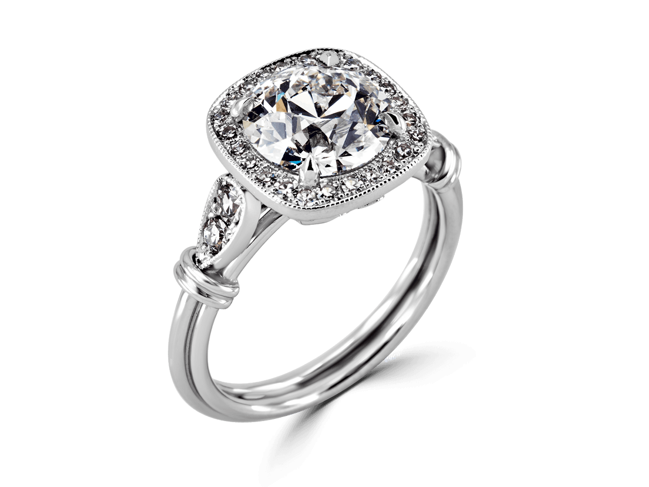 Vintage Cushion Halo Ring