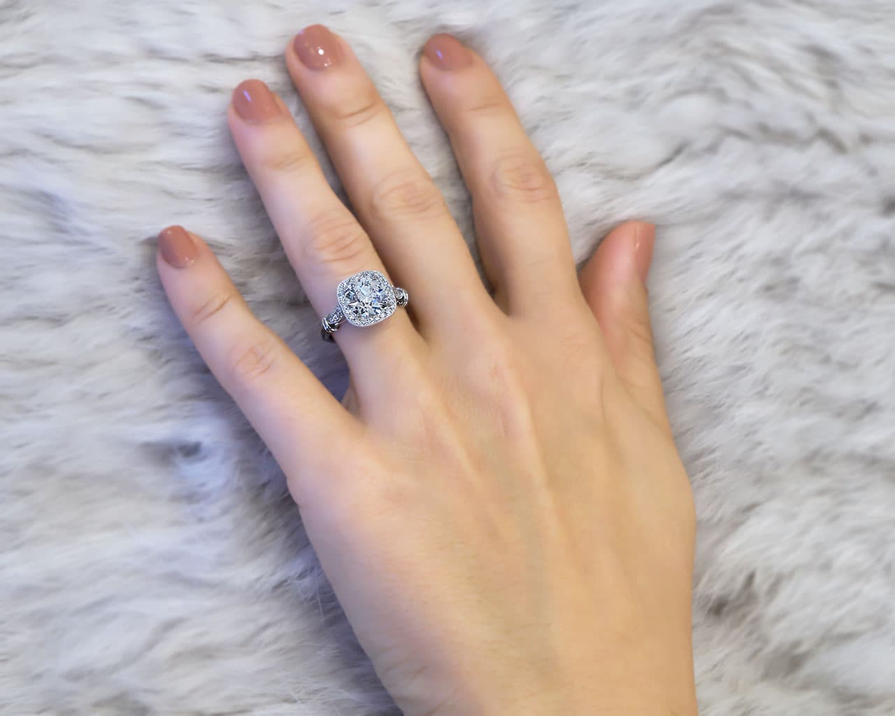Vintage Cushion Halo Ring