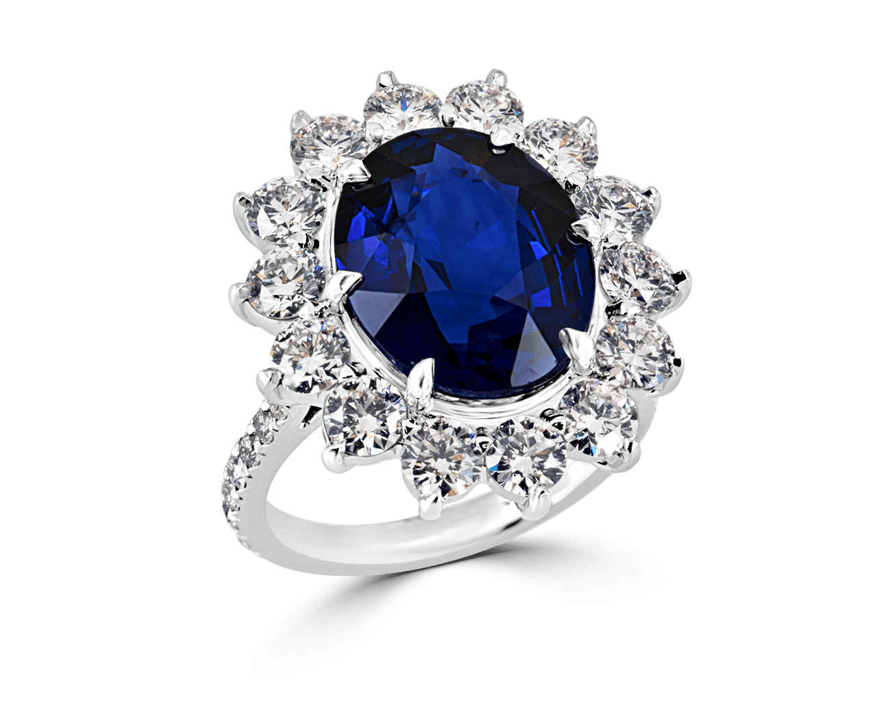 Vintage Oval Sapphire Cluster Halo