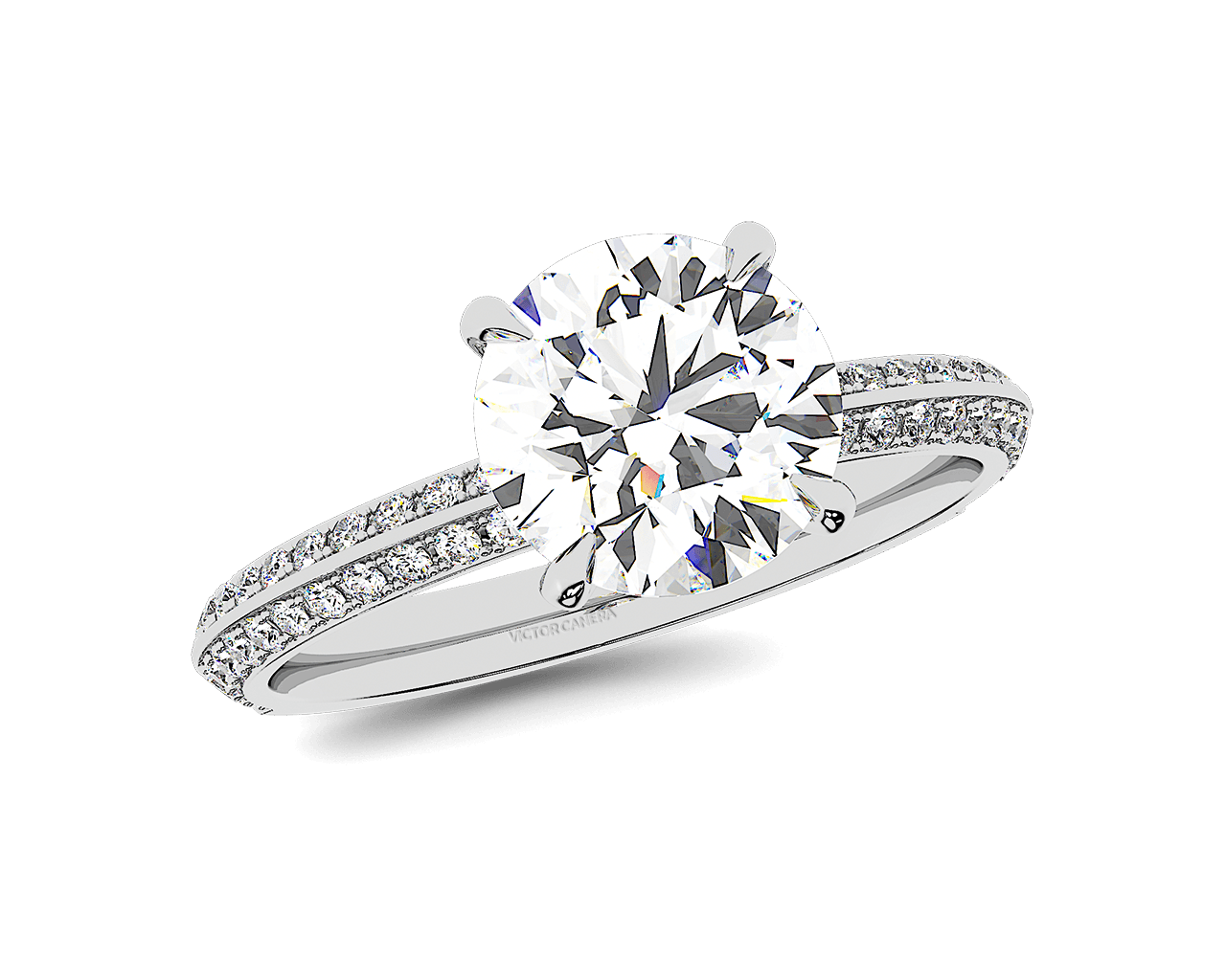 The Yvonne Knife Edge Pave Solitaire