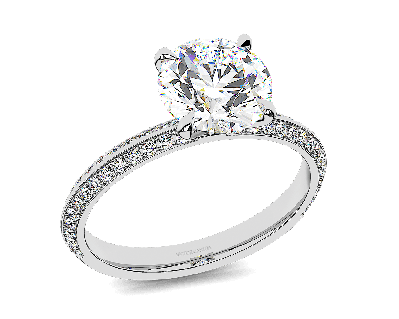 The Yvonne Knife Edge Pave Solitaire