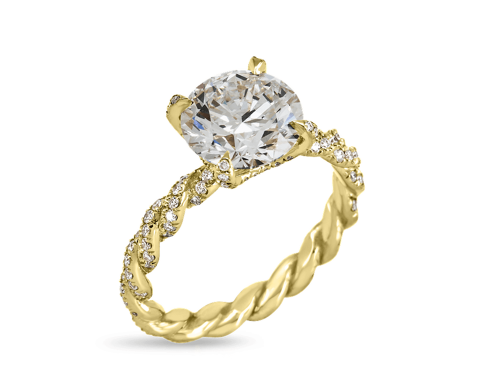 Pave Set Braided Solitaire with Open Profile