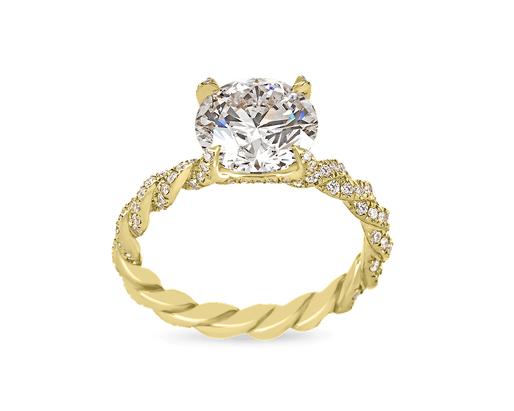 Pave Set Braided Solitaire with Open Profile