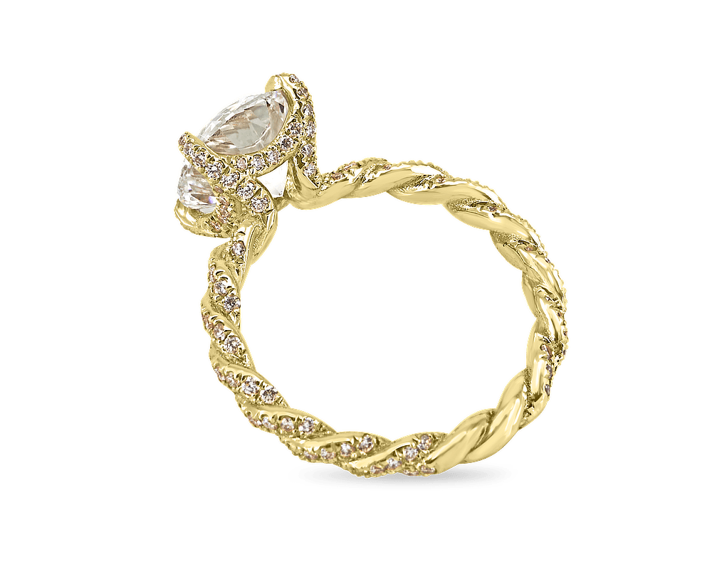 Pave Set Braided Solitaire with Open Profile