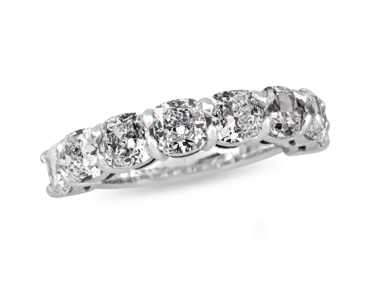 Cushion Cut Half Eternity Shared Prong Band