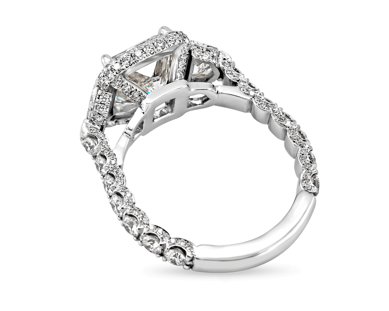 Halo Trilogy w U Shaped Pave Band