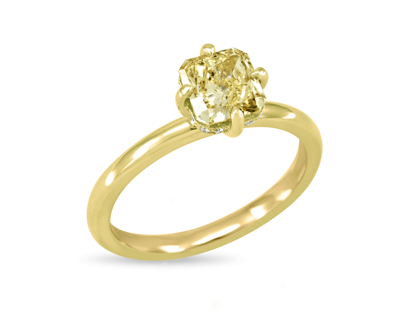 Fancy Intense Yellow Compass Prong Solitaire Ring