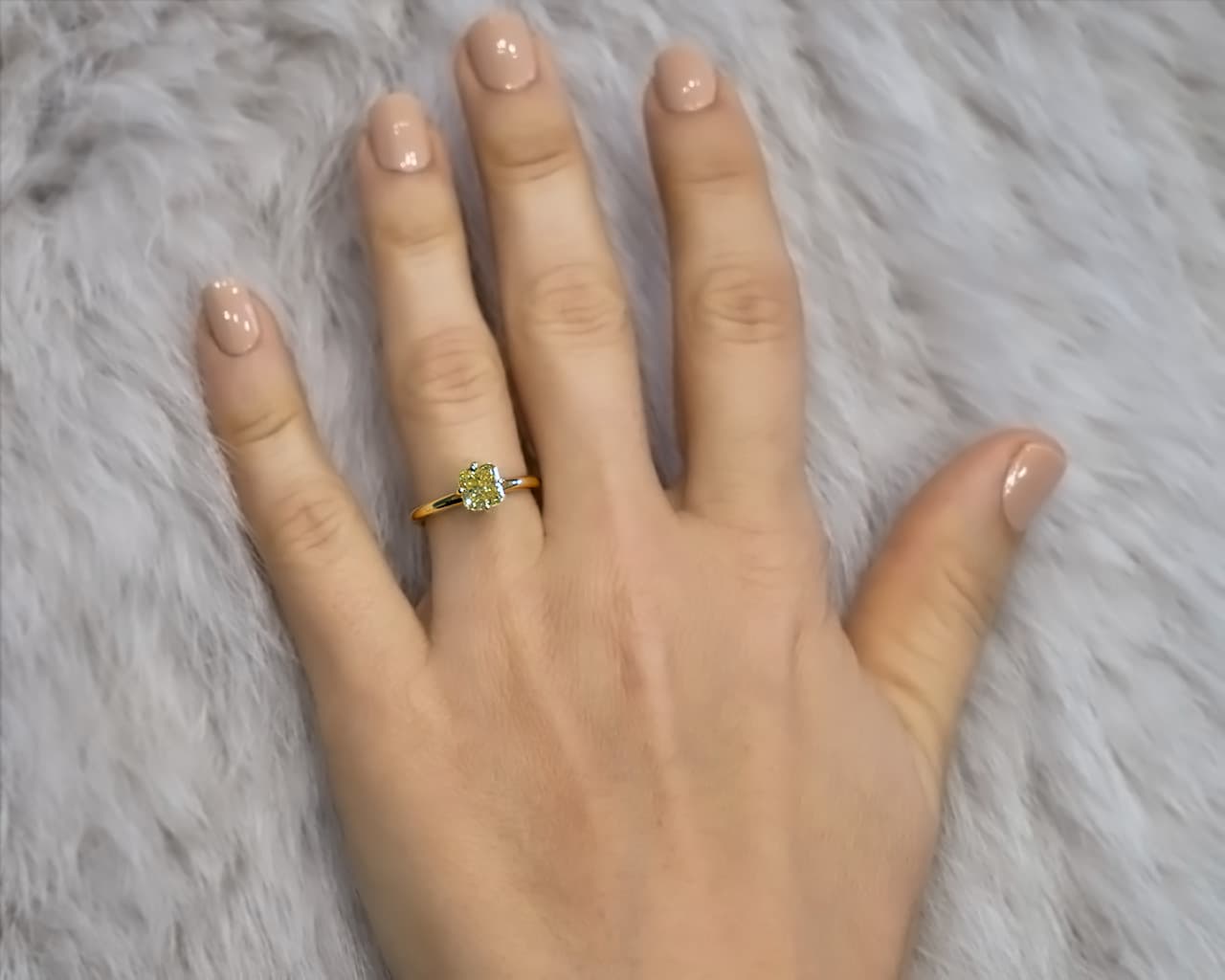 Fancy Intense Yellow Compass Prong Solitaire Ring